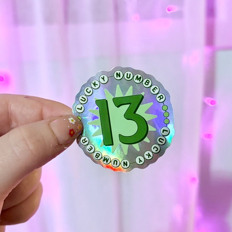 13 Lucky Number holographic Sticker - Awfullynerdy.co