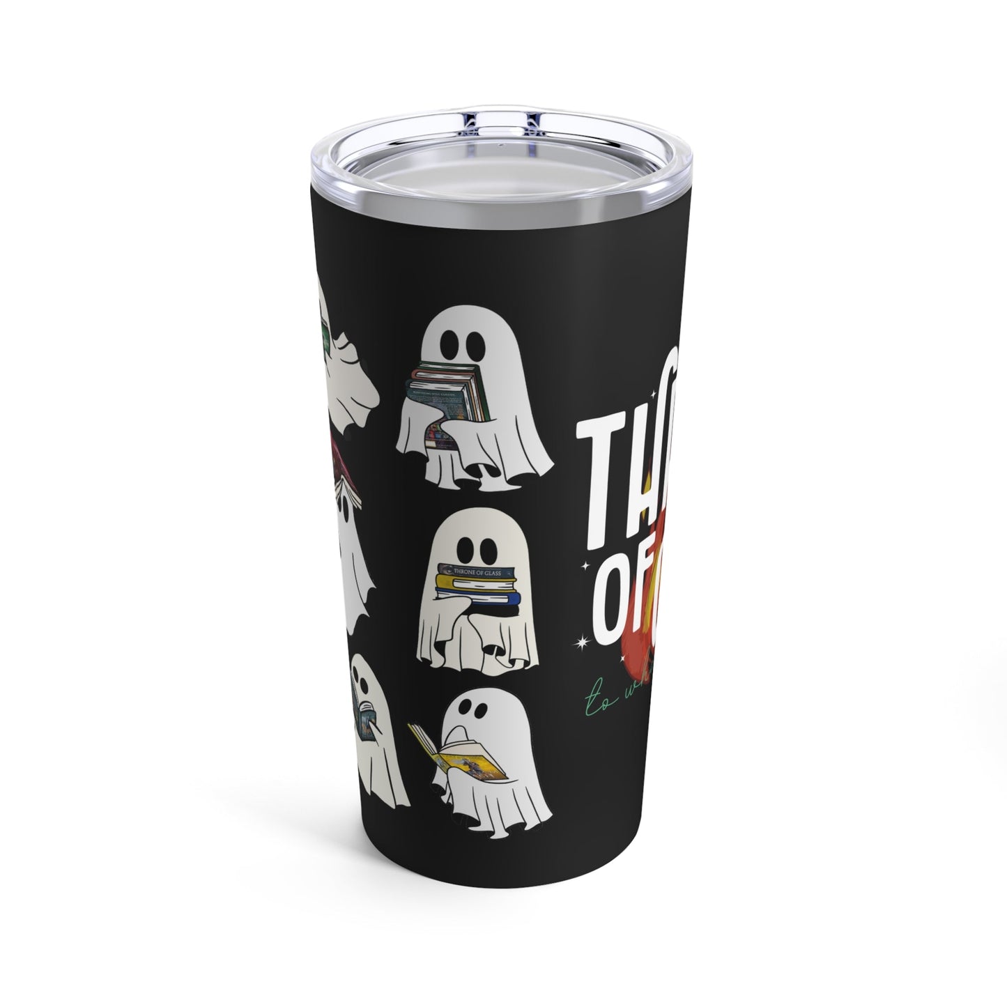 20oz Tumbler Silly Ghosts Reading Throne of Glass Series - Awfullynerdy.co