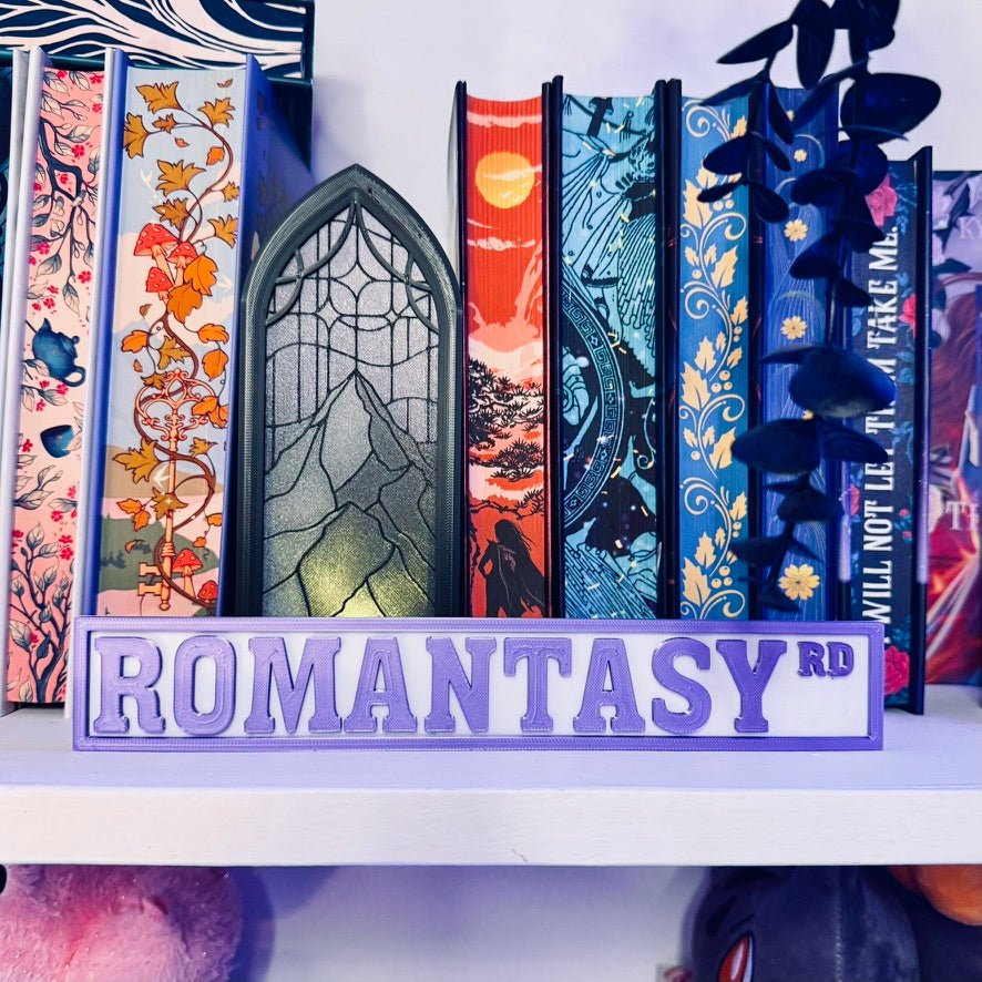 3d Printed Shelf Sign - Romantasy RD - Awfullynerdy.co