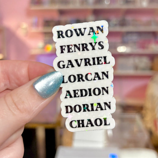 Throne of Glass Book Boyfriends Names Sticker
