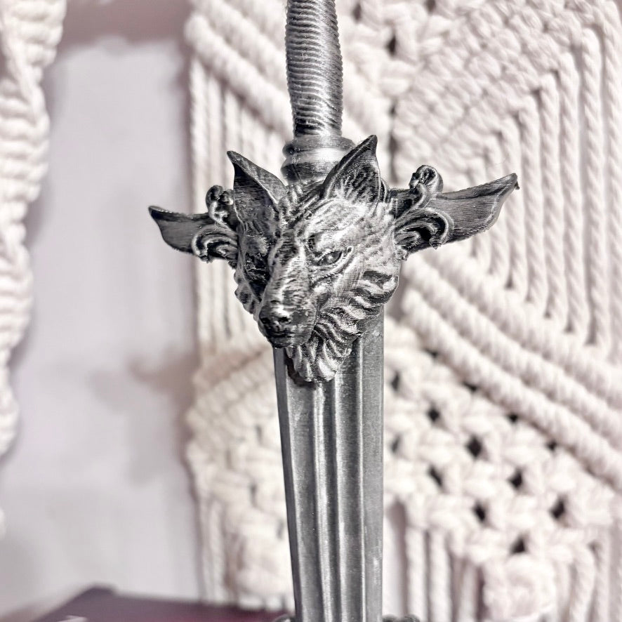 3d Printed Wolf Sword Bookshelf Decor