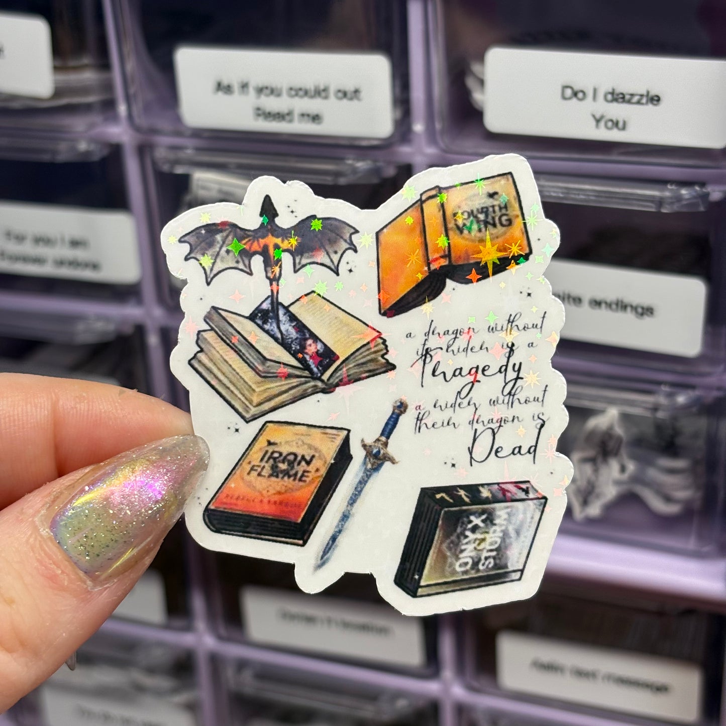 Fourth Wing Inspired Books and Quote Sticker