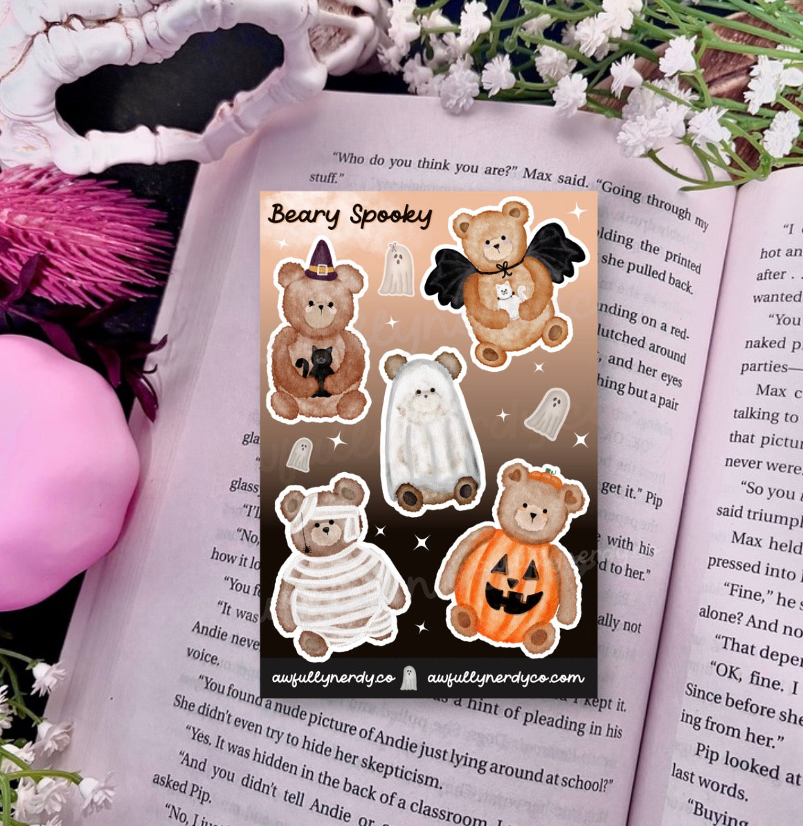 Spooky Bear Matte Sticker Sheet | Planner Stickers | Journal Stickers
