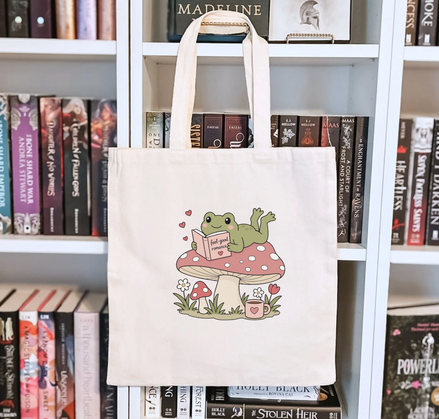 Romance Reading Frog Sublimated Canvas Tote Bag