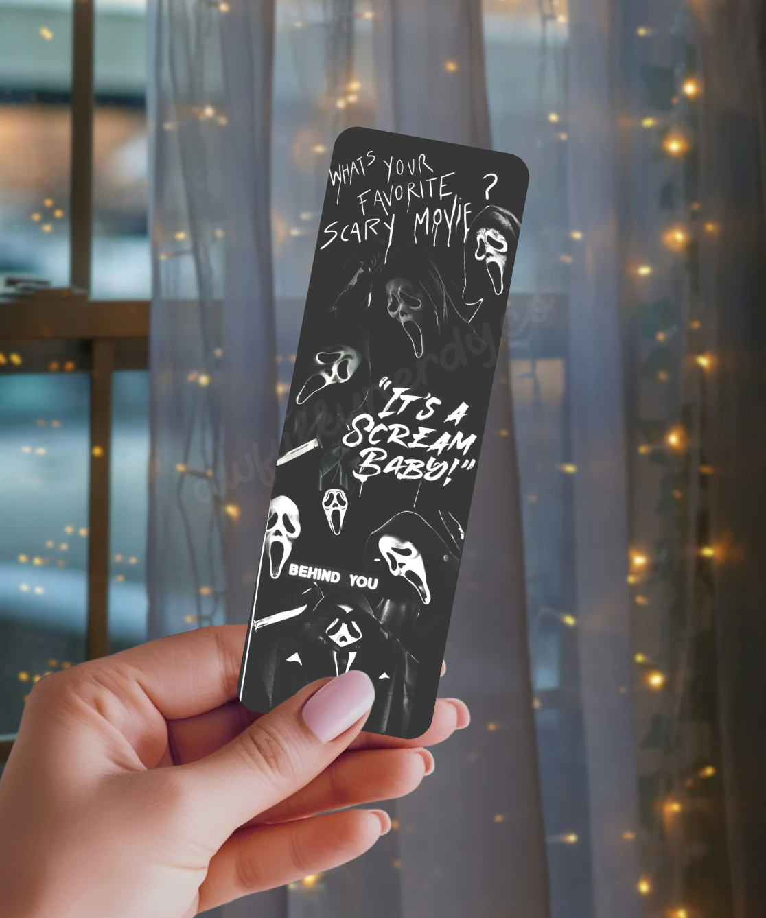 Scary Movie Laminated Cardstock Star Sparkle Bookmark