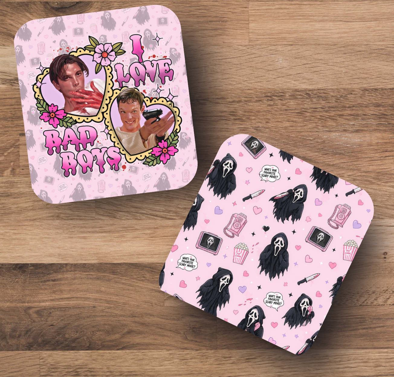 I Love Bad Boys Scream Inspired Coasters - Set of 2
