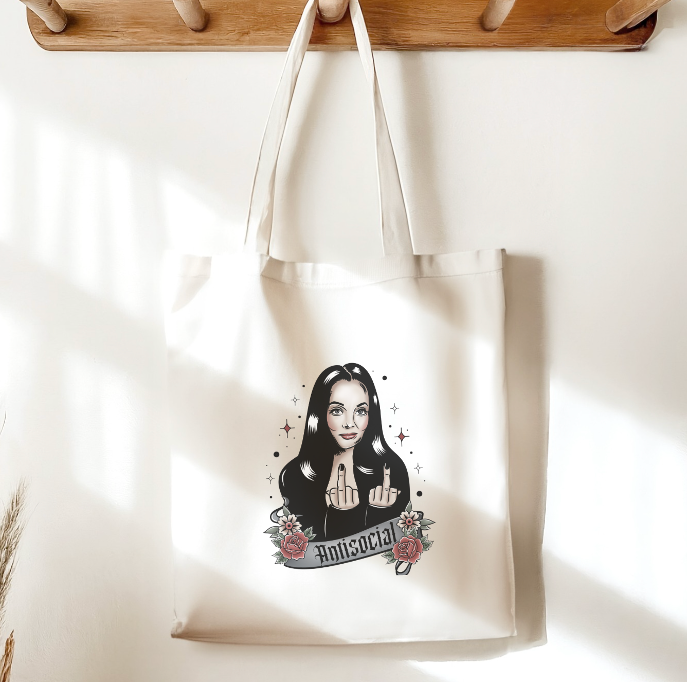 Antisocial Sublimated Canvas Tote Bag