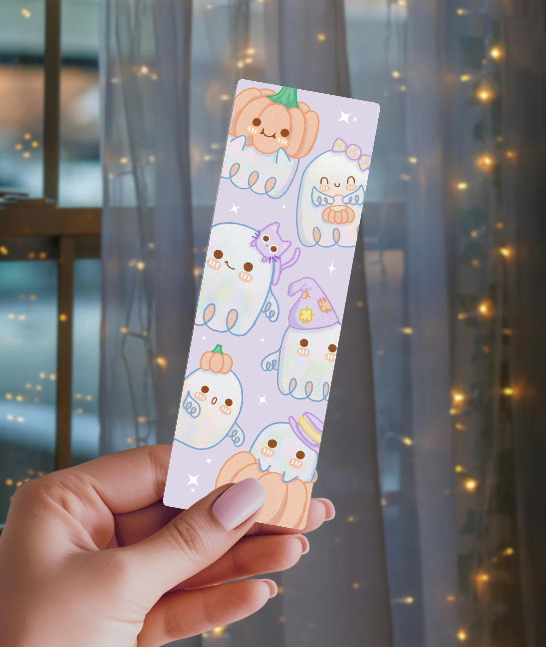 Cute Ghosts Laminated Cardstock Star Sparkle Bookmark