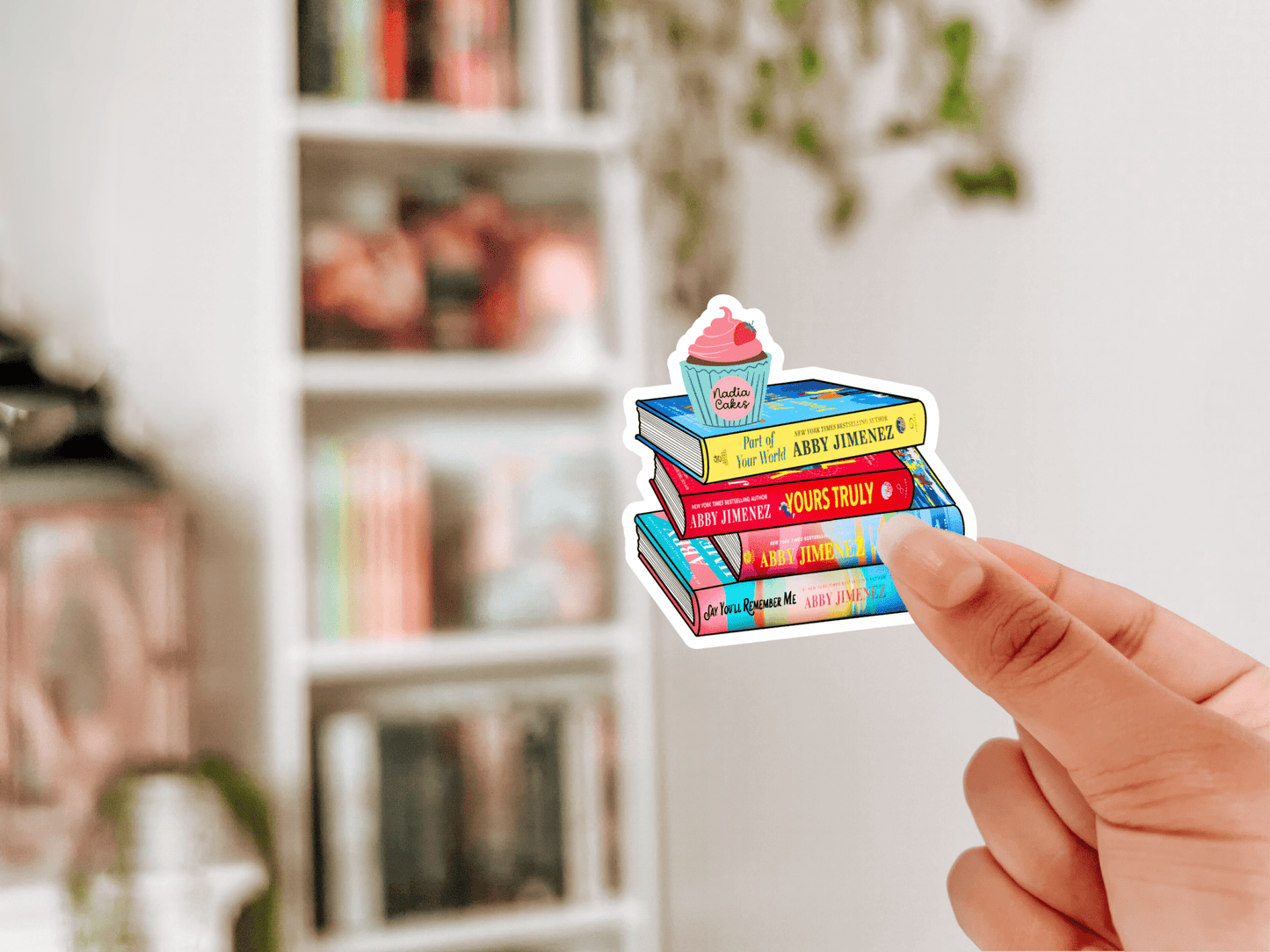 Abby Jimenez Bookstack Sticker - Awfullynerdy.co