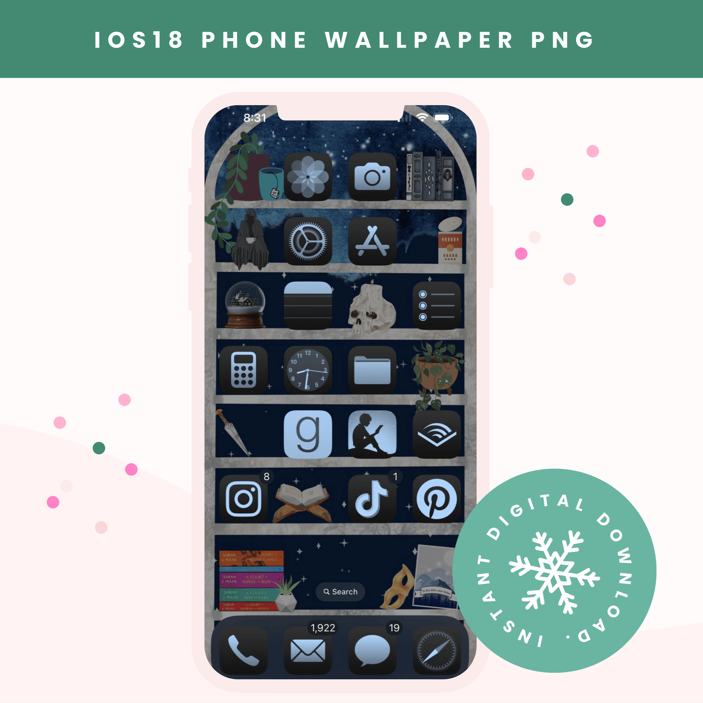 ACOTAR Inspired IOS 18 Digital Download Wallpaper - Awfullynerdy.co