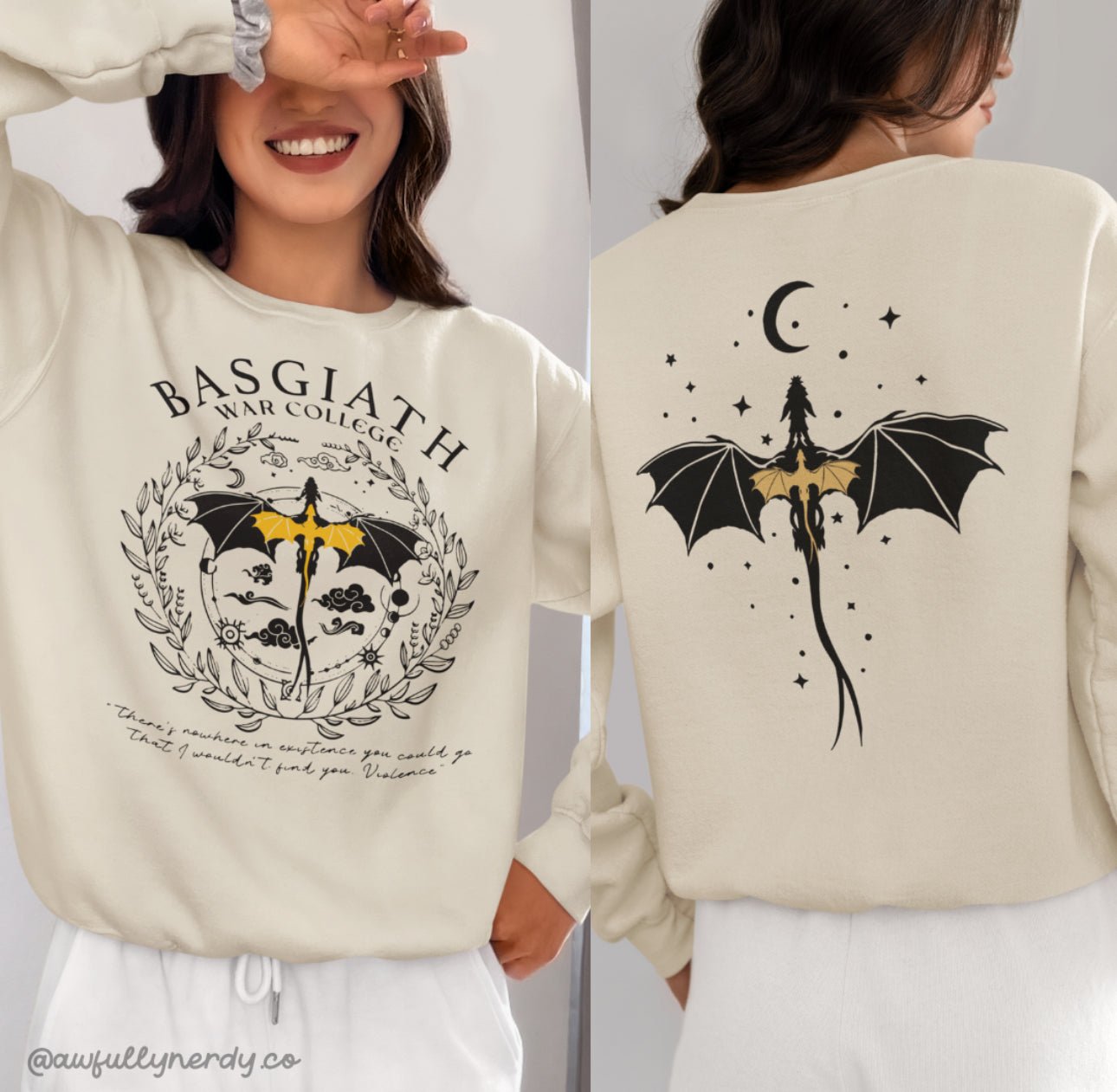 Basgiath War College Double - side Sweatshirt, Fourth Wing Shirt, Dragon Rider, Rebecca Yoros, Fourth Wing, Violet Sorrengail, Bookish Shirt - Awfullynerdy.co