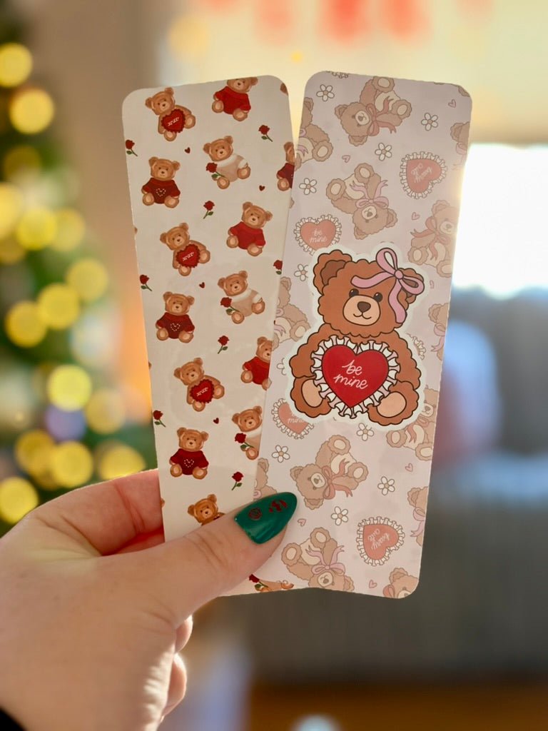 Be Mine Bear Dual - Sided Matte Cardstock Bookmark - Awfullynerdy.co