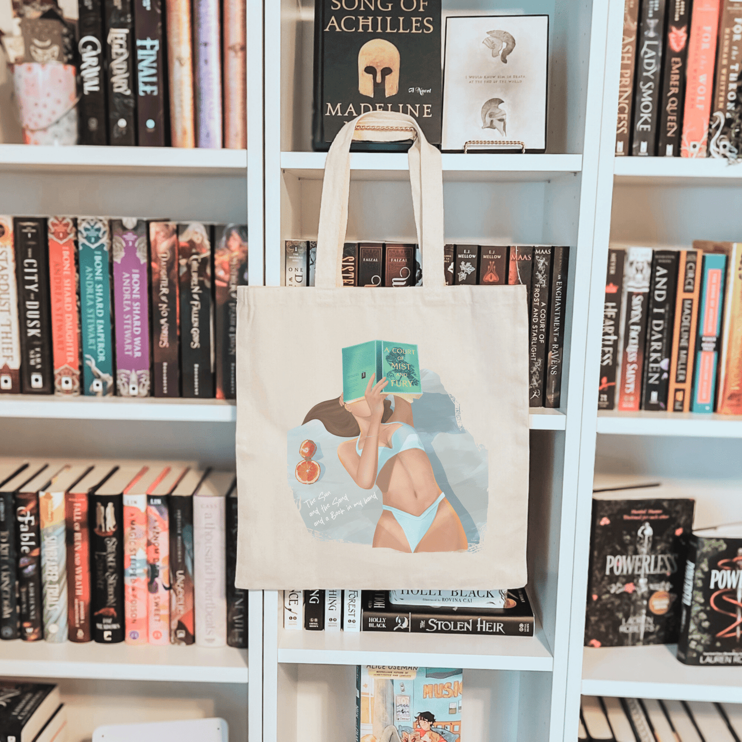 Beachy Girl Reading ACOMAF Sublimated Canvas Tote Bag - Awfullynerdy.co