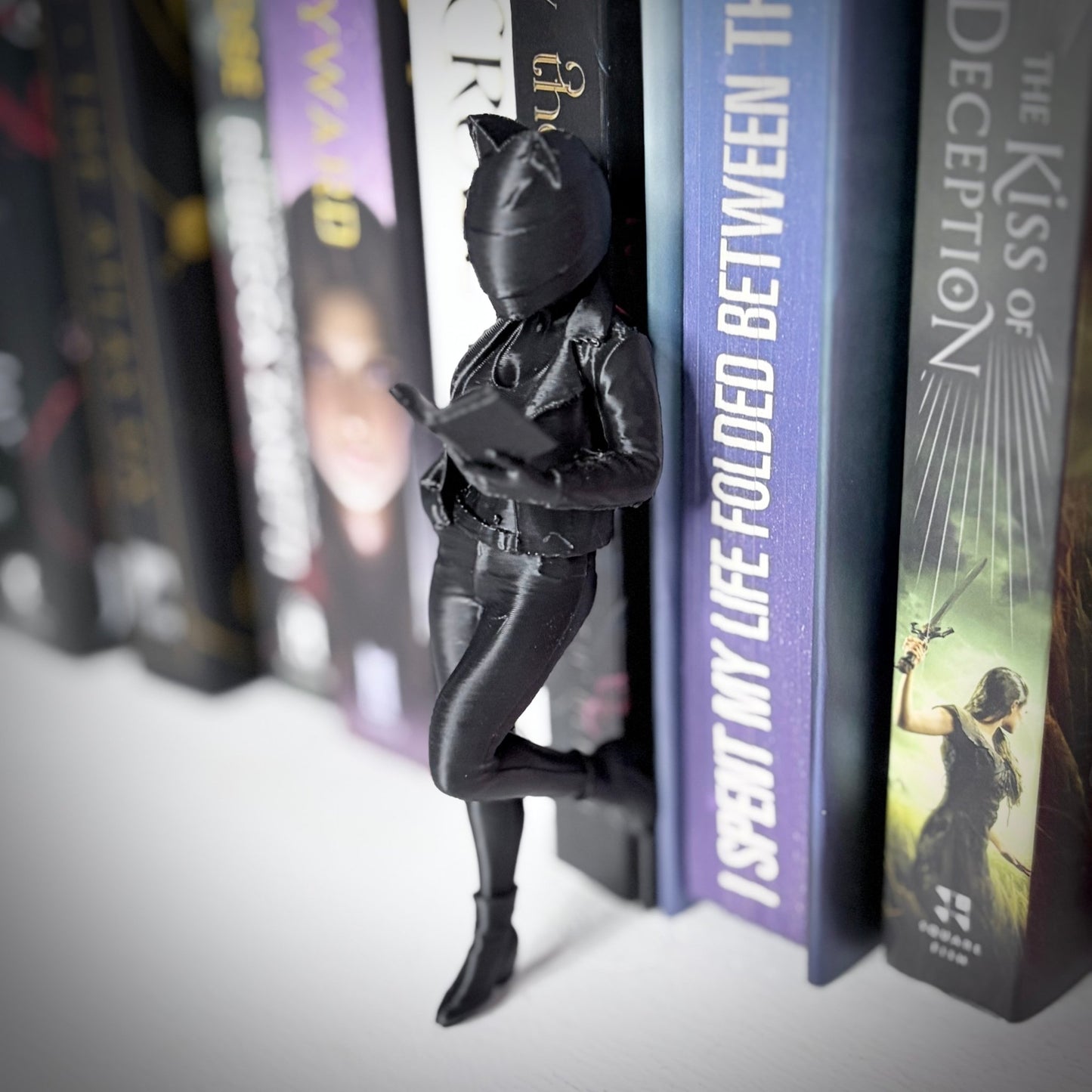 Biker Woman Reading Bookshelf Decor - Awfullynerdy.co