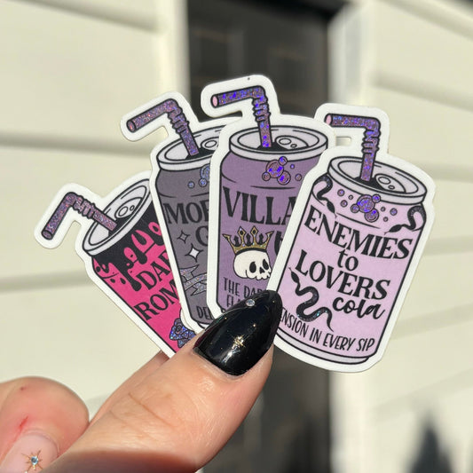 Bookish Soda Tropes Stickers Bundle - Crushed Glitter Finish - 4 Stickers - Awfullynerdy.co