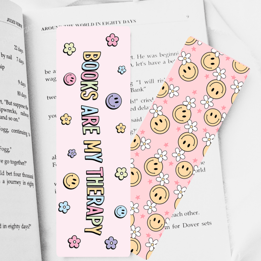 Books are My Therapy Dual - Sided Cardstock Bookmark - Awfullynerdy.co