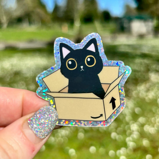 Box Kitty Glittet Sticker - Awfullynerdy.co