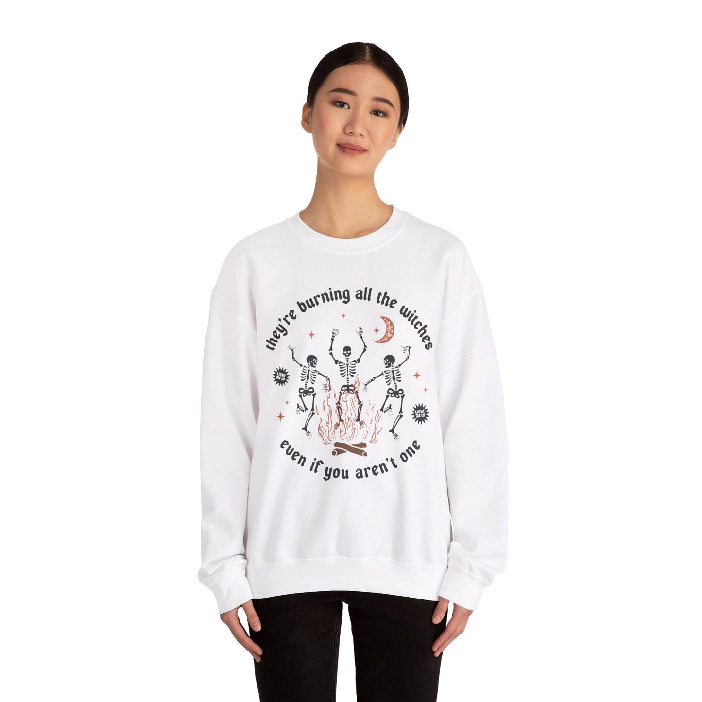 Burning All the Witches Heavy Blend™ Crewneck Sweatshirt - Awfullynerdy.co