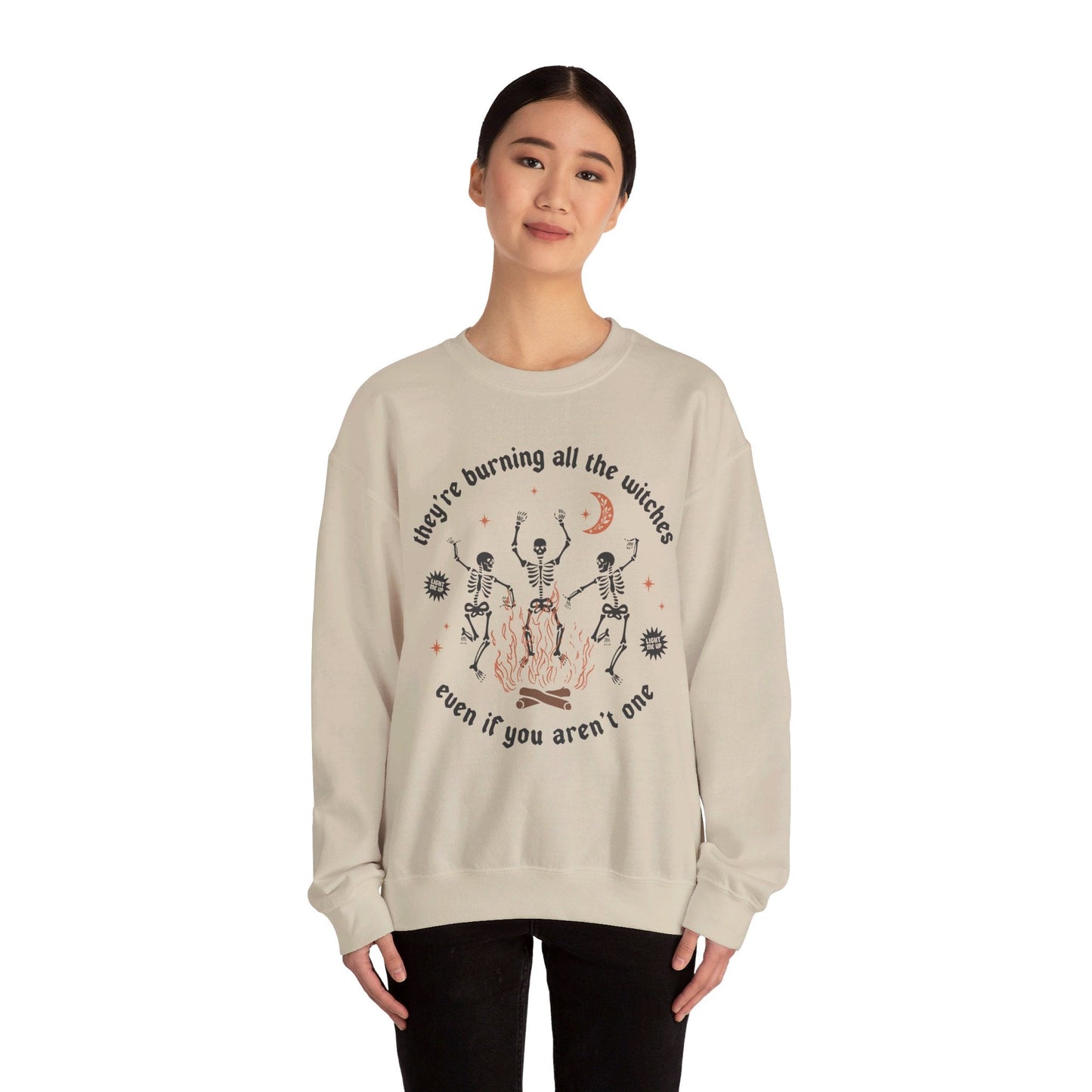 Burning All the Witches Heavy Blend™ Crewneck Sweatshirt - Awfullynerdy.co