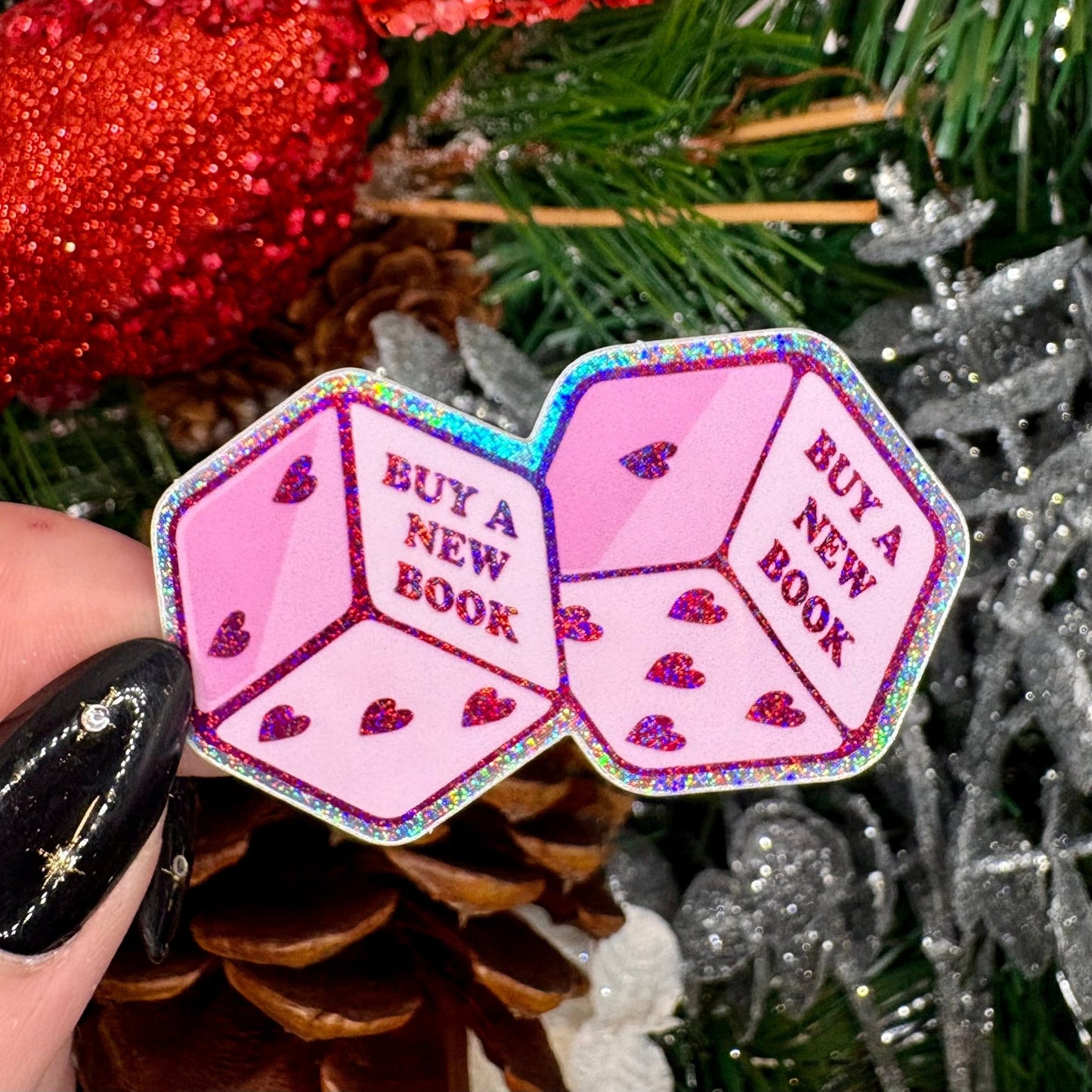 Buy a Book Dice Crushed Glitter Sticker - Awfullynerdy.co