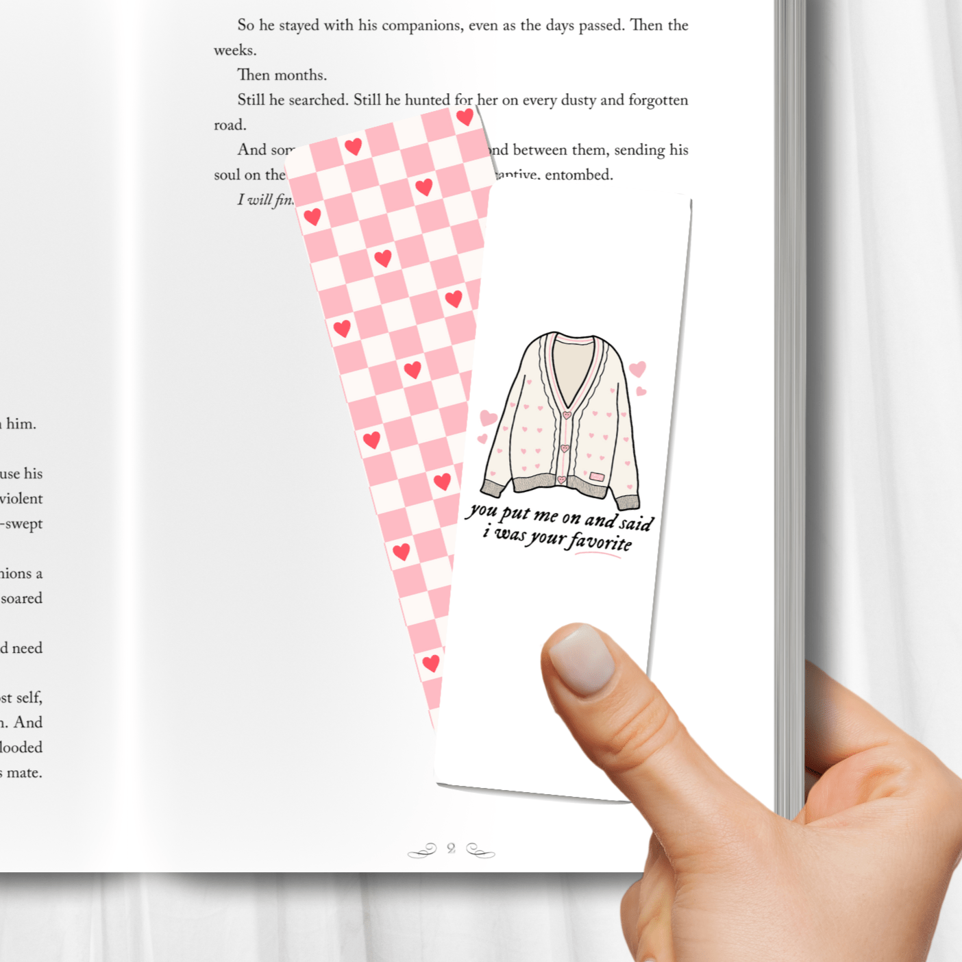Cardigan Hearts Dual - Sided Cardstock Bookmark - Awfullynerdy.co