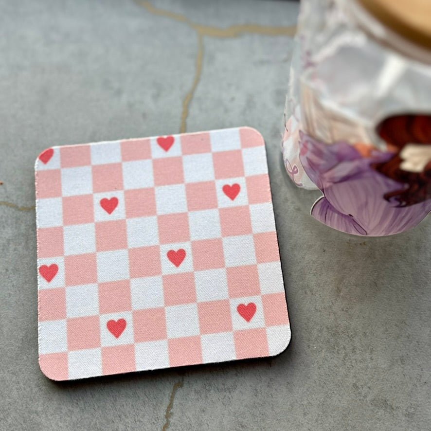 Checkered Hearts Coaster - ONE Coaster - Awfullynerdy.co