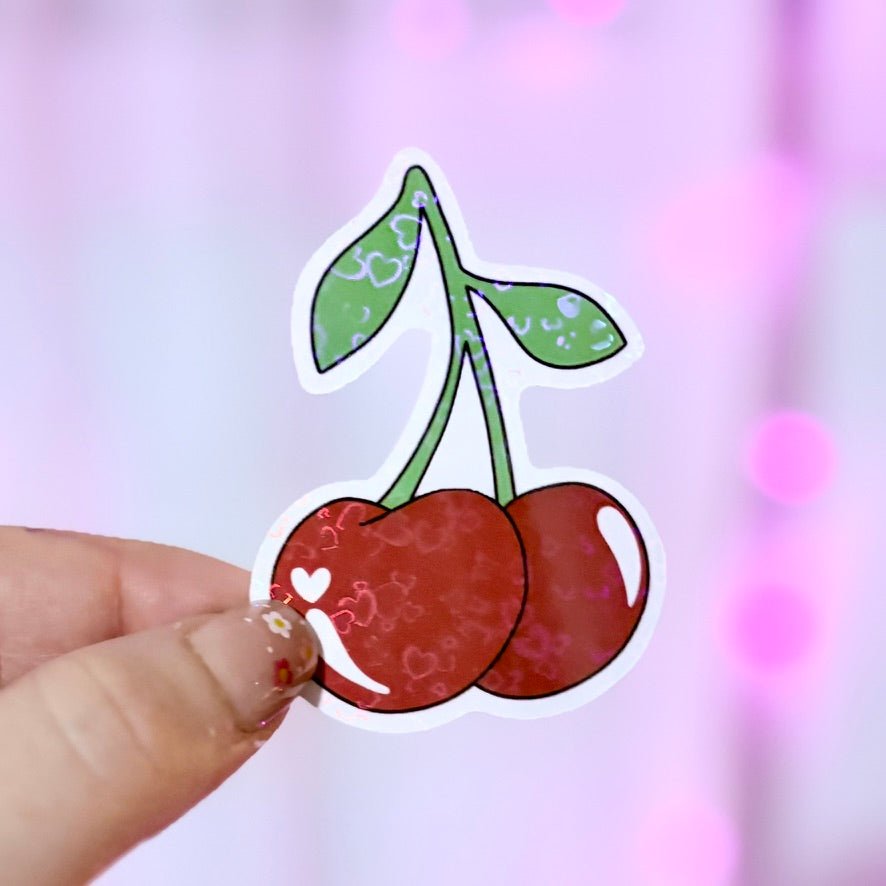 Cherries Heart Sticker - Awfullynerdy.co