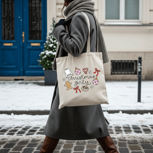 Christmas Girly Sublimated Canvas Tote Bag - Awfullynerdy.co