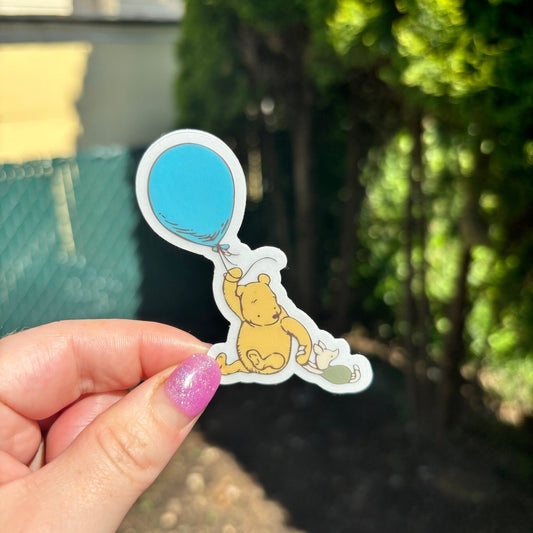 Clear Bear and Balloon Matte Sticker - Awfullynerdy.co