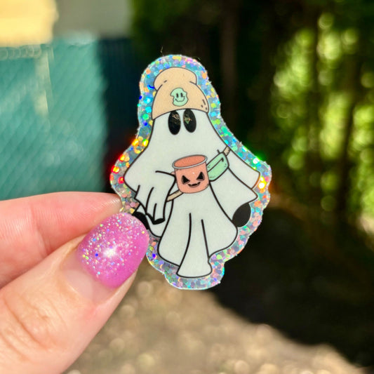 Cool Ghost Glitter Sticker - Awfullynerdy.co