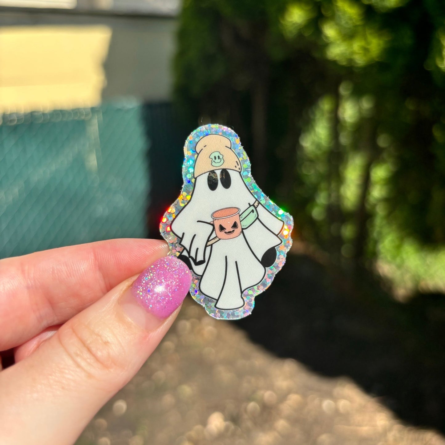 Cool Ghost Glitter Sticker - Awfullynerdy.co