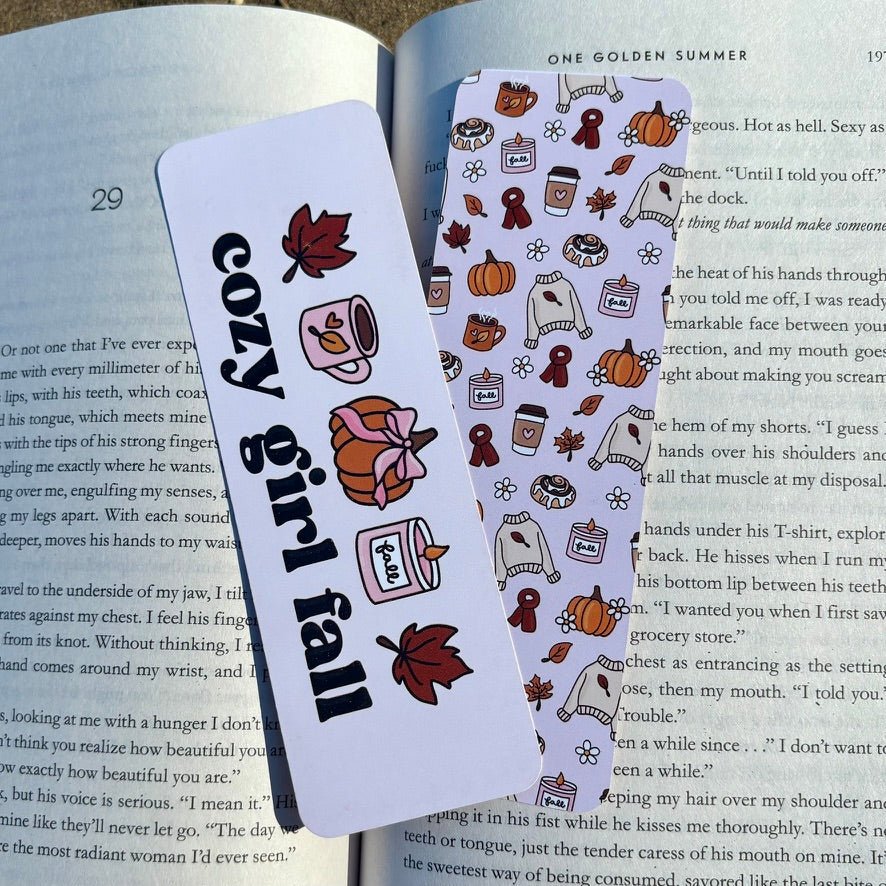 Cozy Girl Fall Dual - Sided Matte Cardstock Bookmark - Awfullynerdy.co