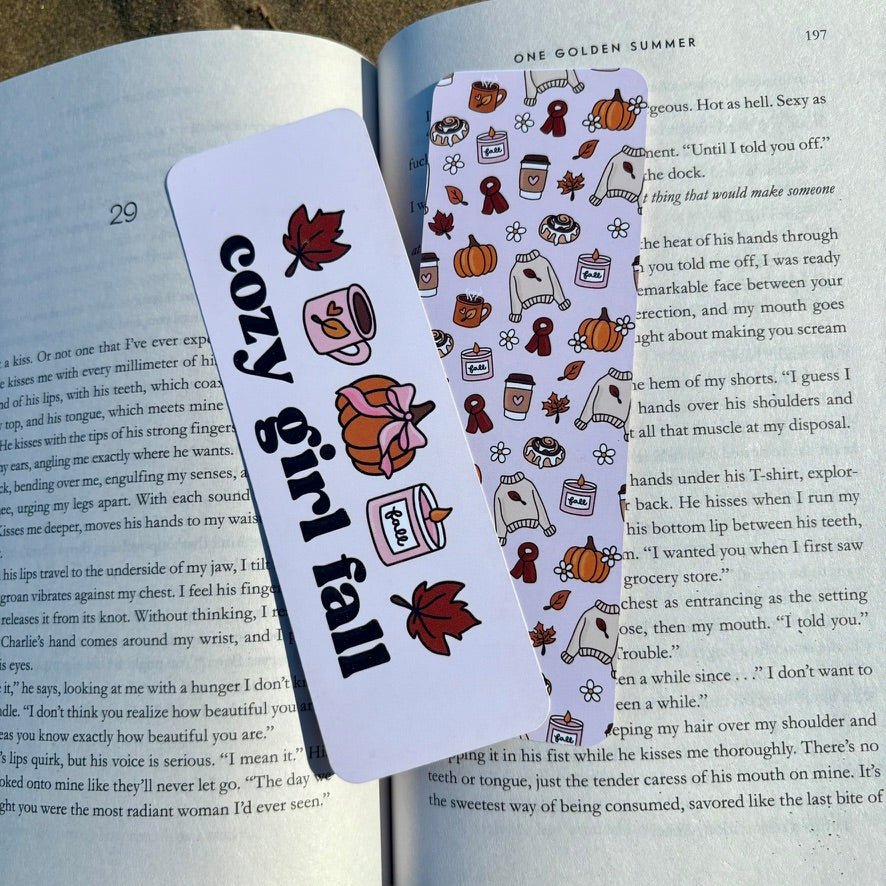 Cozy Girl Fall Dual - Sided Matte Cardstock Bookmark - Awfullynerdy.co