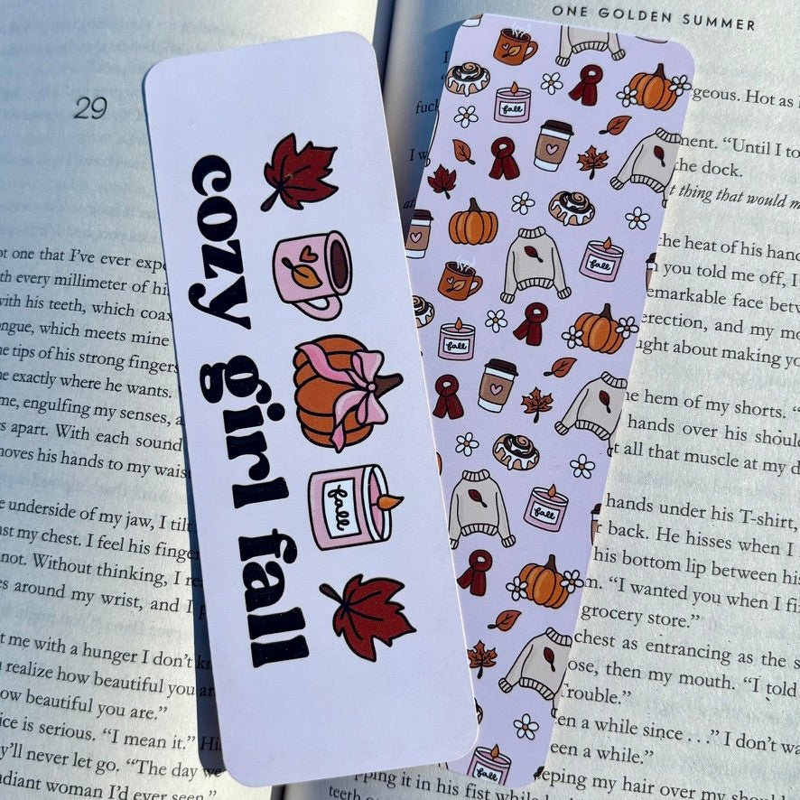 Cozy Girl Fall Dual - Sided Matte Cardstock Bookmark - Awfullynerdy.co