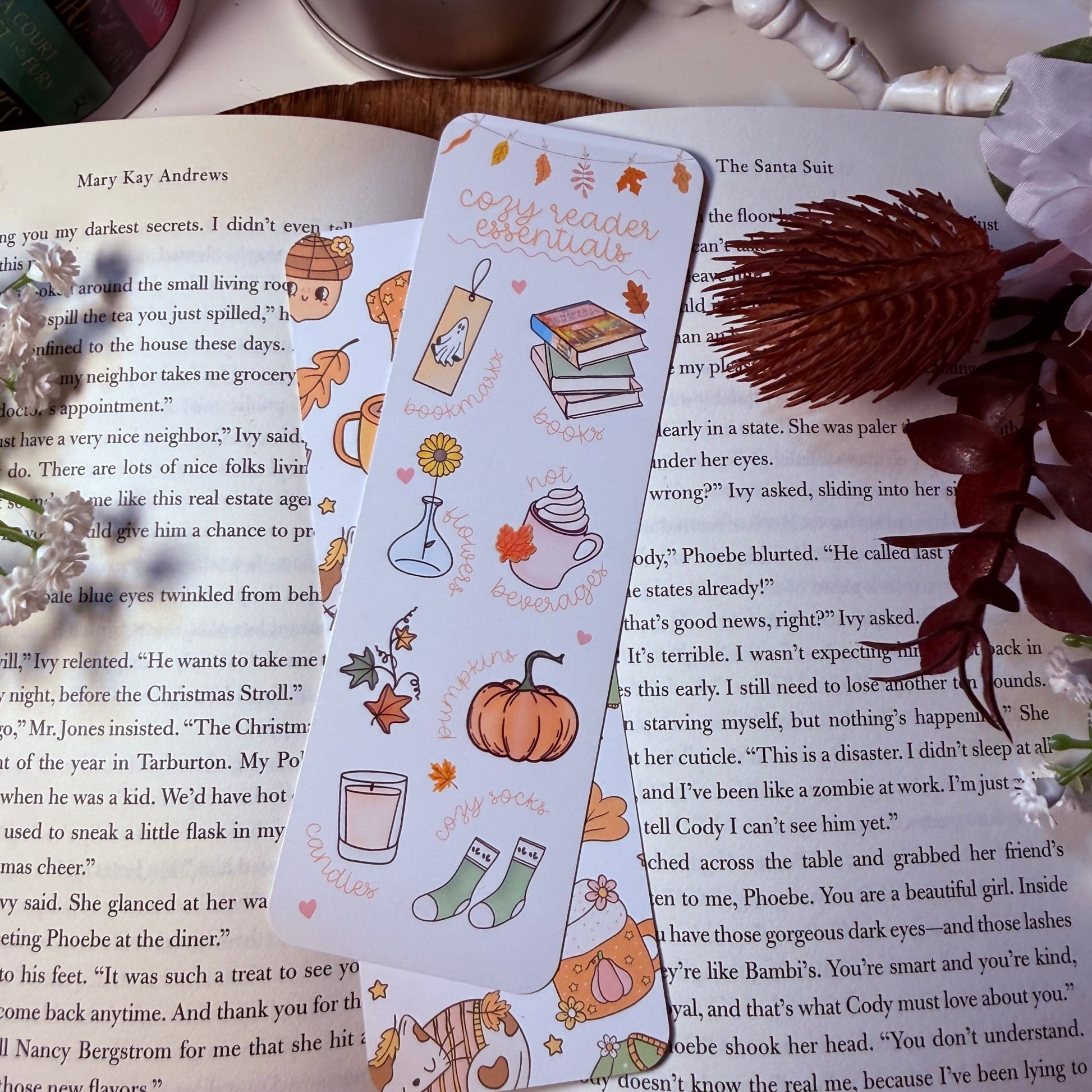 Cozy Reader Essentials Dual - Sided Matte Cardstock Bookmark - Awfullynerdy.co