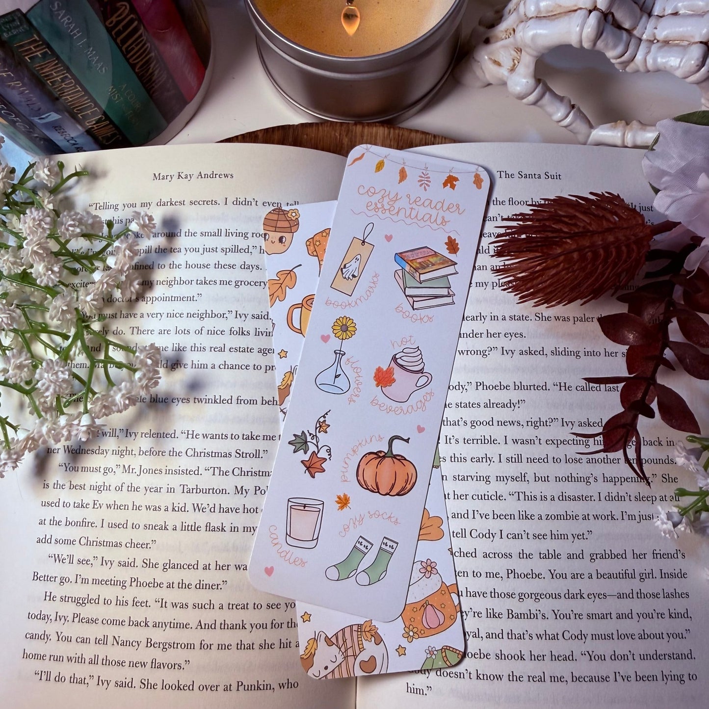 Cozy Reader Essentials Dual - Sided Matte Cardstock Bookmark - Awfullynerdy.co