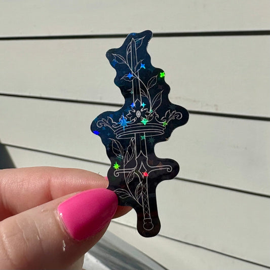 Cruel Prince Inspired Crown and Sword Sticker - Awfullynerdy.co