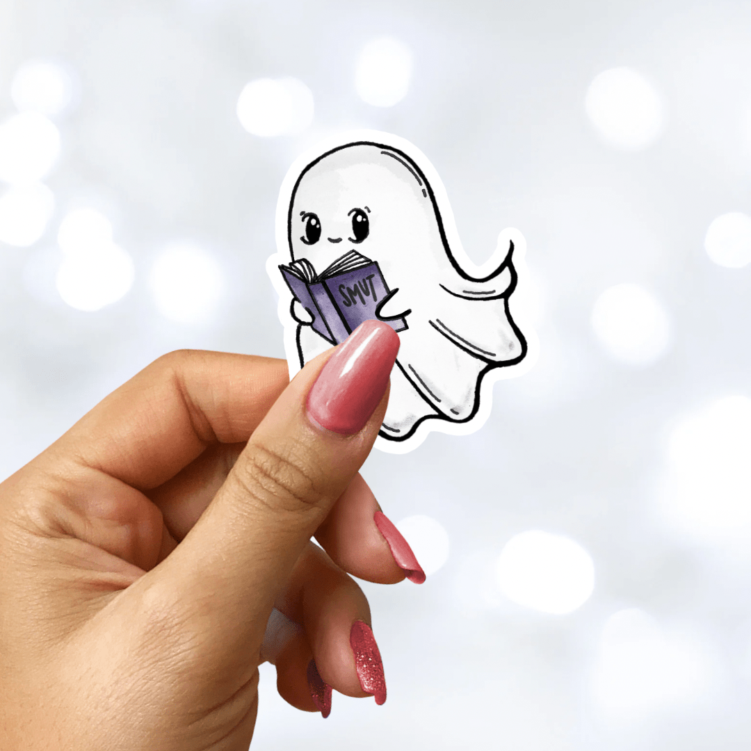 Cute Ghost Reading Smut Handrawn Sticker - Awfullynerdy.co