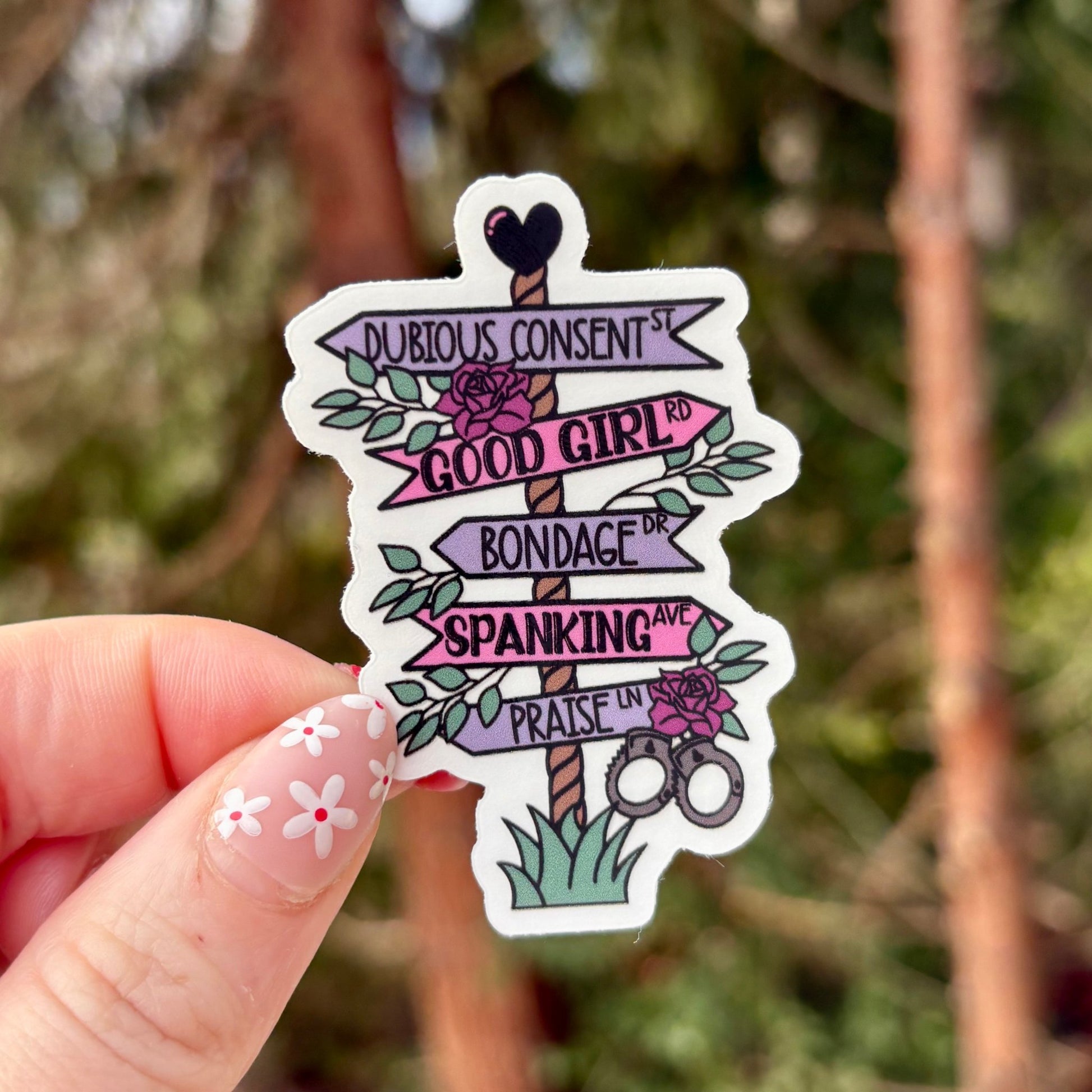 Dark Romance Smut Sign Post Clear Sticker - Awfullynerdy.co