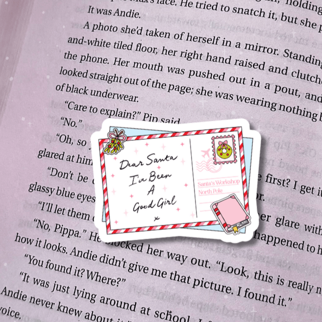 Dear Santa I've Been A Good Girl Postcard Sticker - Awfullynerdy.co