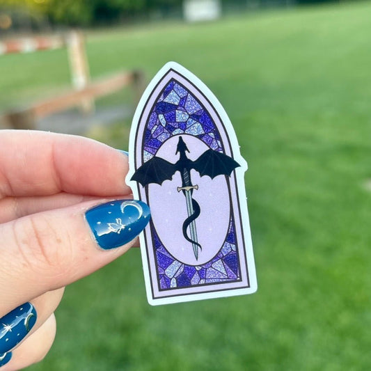 Dragon Fantasy Stained Glass Window Crushed Glitter Sticker - Awfullynerdy.co