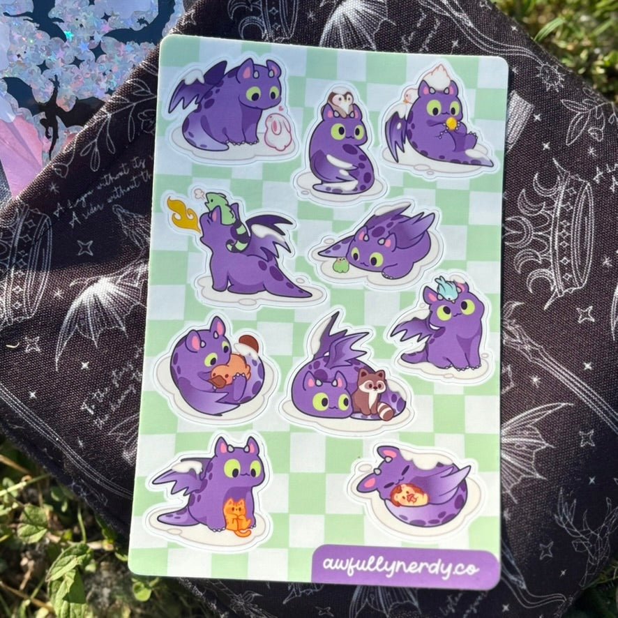 Dragon Matte Sticker Sheet | Kawaii Aesthetic Stickers | Planner Stickers | Journal Stickers | Scrapbooking | Stationery Gift - Awfullynerdy.co