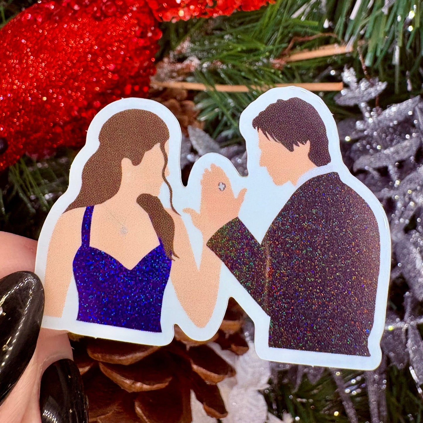 Dramione Elena and Damon Crushed Glitter Sticker - Awfullynerdy.co