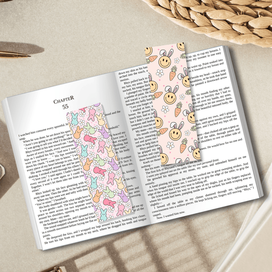 Easter Inspired Marshmallow Bunny Dual - Sided Cardstock Bookmark - Awfullynerdy.co