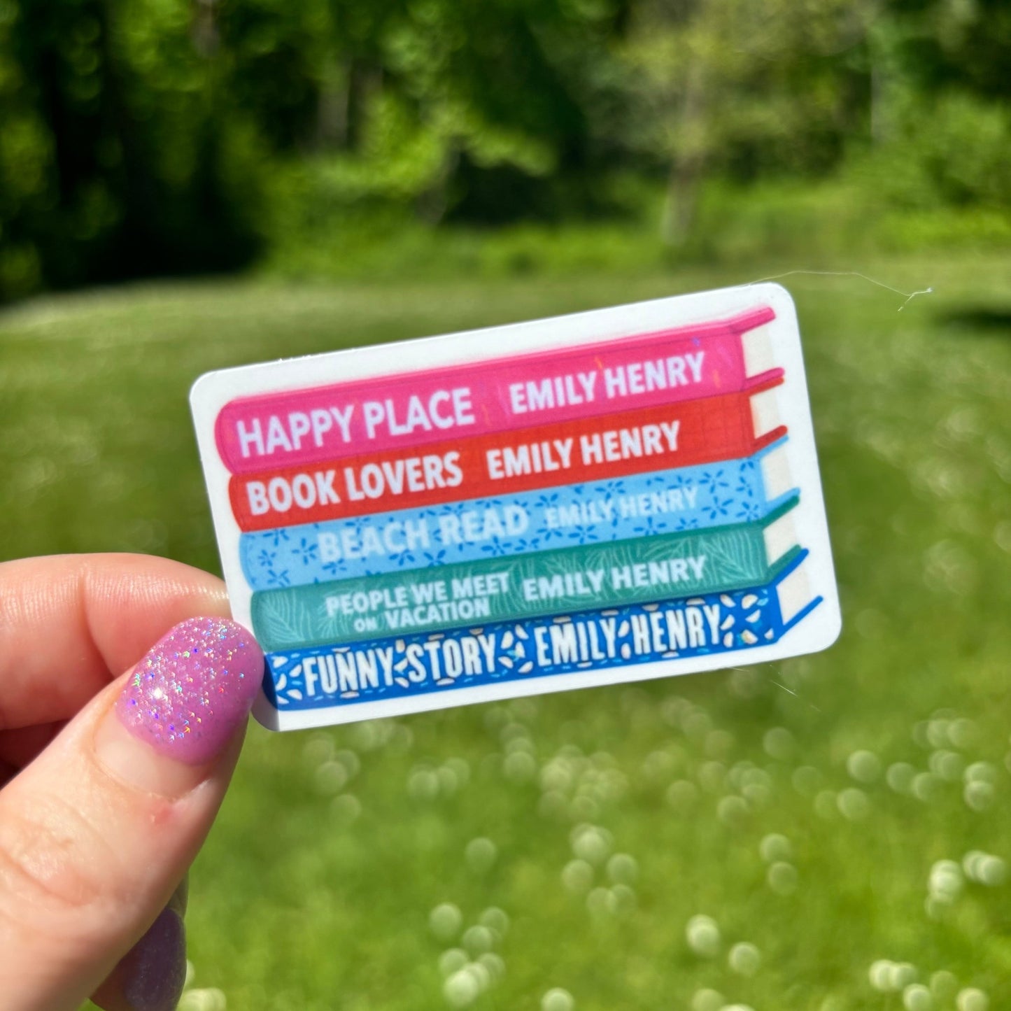 Emily Henry Bookstack Sticker - Awfullynerdy.co