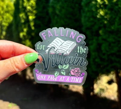 Falling for the Villian One Page at a Time Spicy Clear Matte Sticker - Awfullynerdy.co