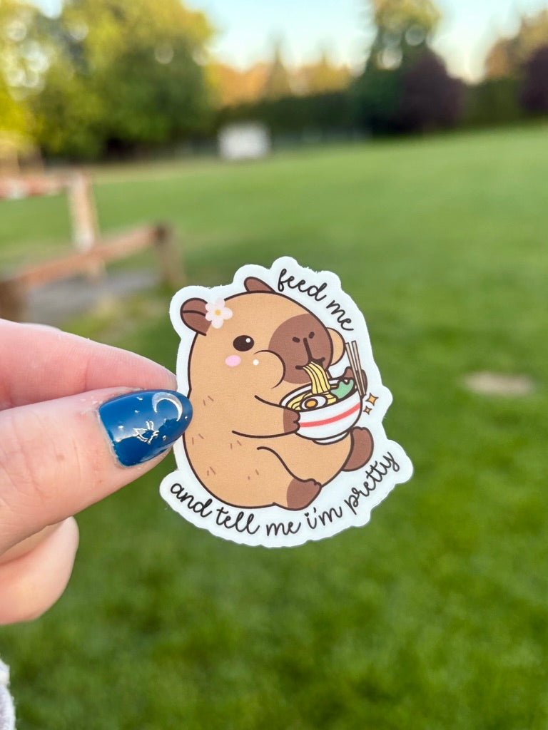 Feed Me and Tell Me I'm Pretty Cappy Sticker - Awfullynerdy.co