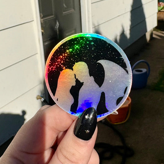 Feyre and Rhysand Velaris Dark Holographic Sticker - Awfullynerdy.co