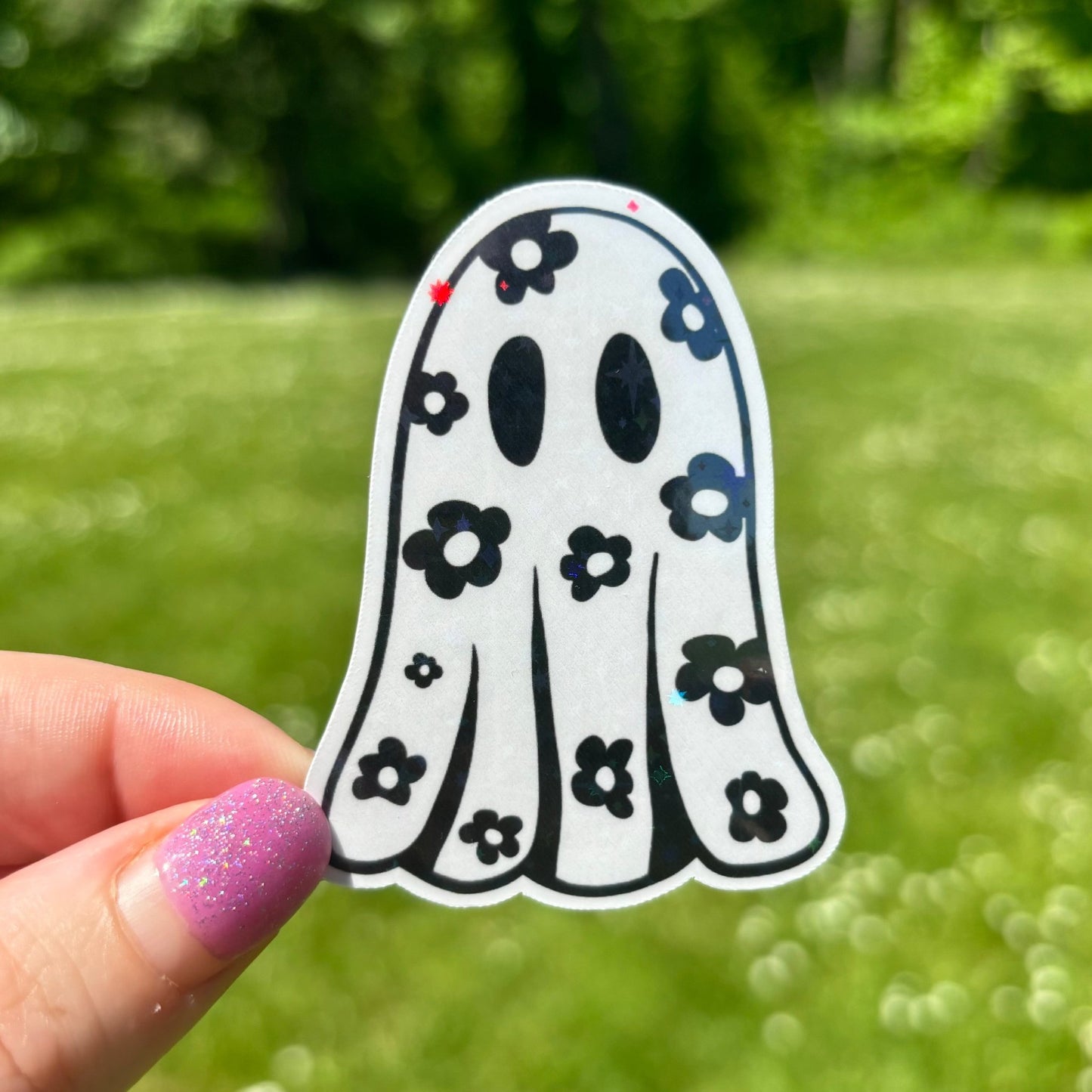 Flower Ghost Sticker - Awfullynerdy.co