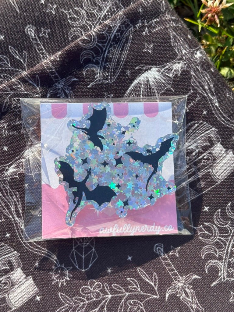 Flying Dragons Sparkle Acrylic Pin - Awfullynerdy.co
